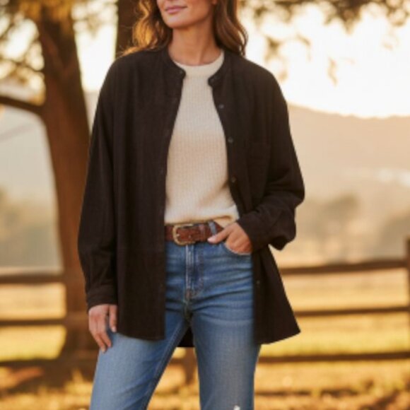 Vintage Golden Bear Suede Leather Oversized Shirt L - Picture 1 of 10